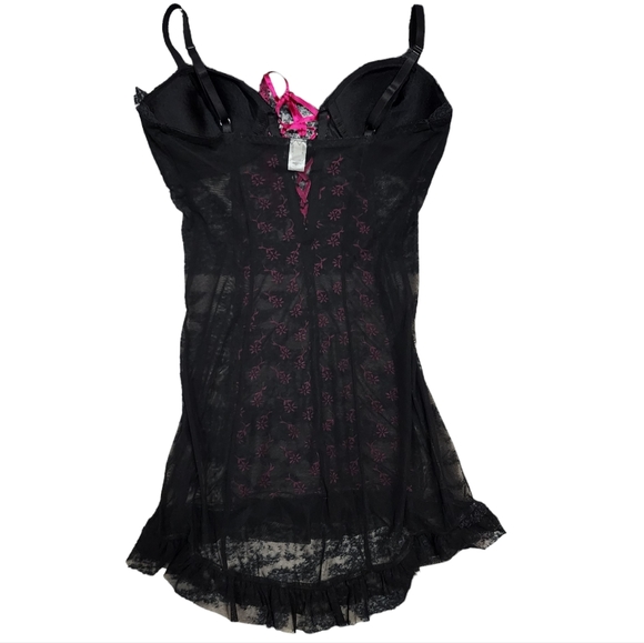 Frederick's of Hollywood Women's Black and Pink Lingierie Dress Size Medium - Picture 2 of 7